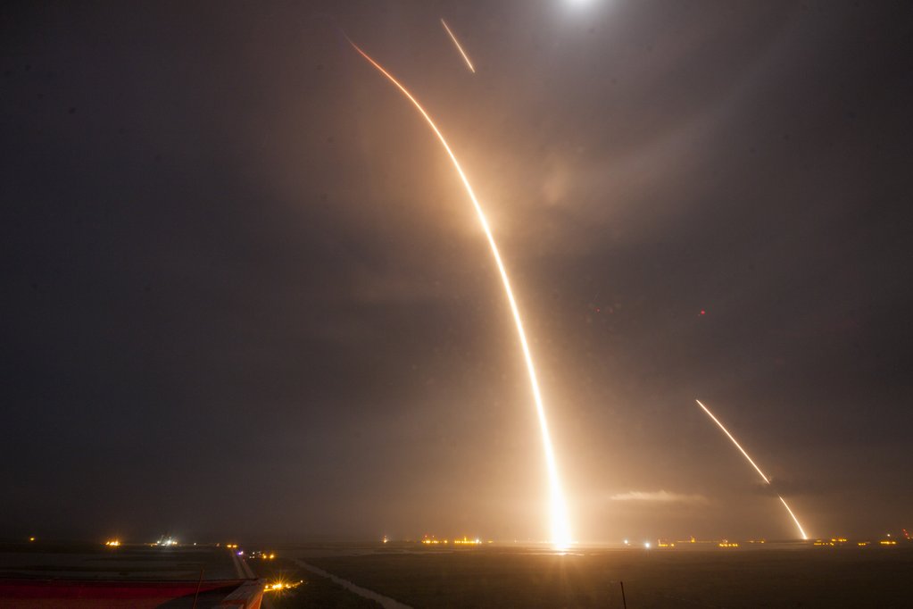 Long exposure of launch, re-entry, and landing burns.